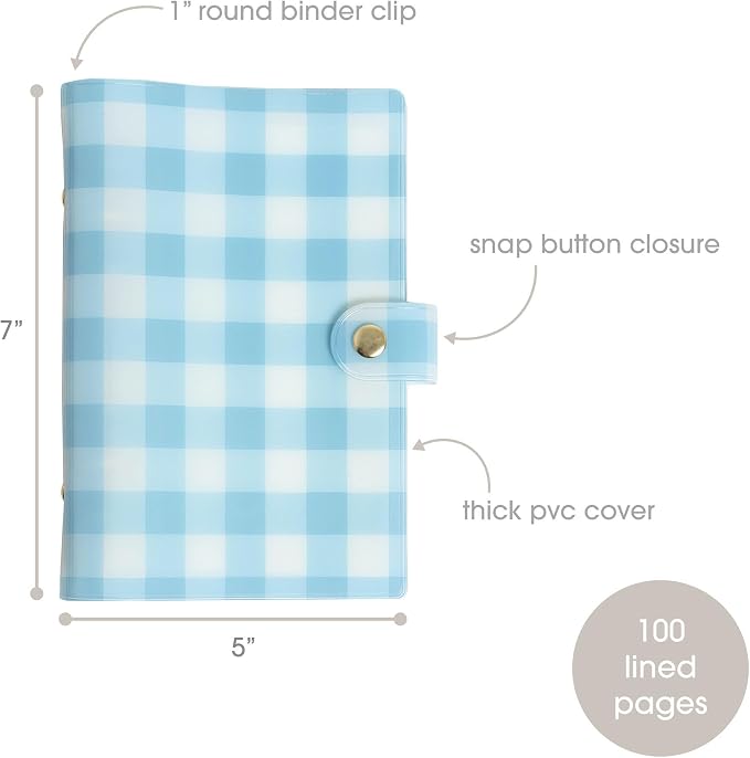 Pearhead Blue Gingham 5x7 Binder Journal - Image 4