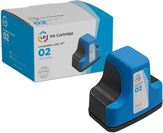 LD Products Remanufactured Replacement for HP 02 / C8771WN Cyan Ink Cartridge for HP Photosmart Printer Series-DeskLoop Office
