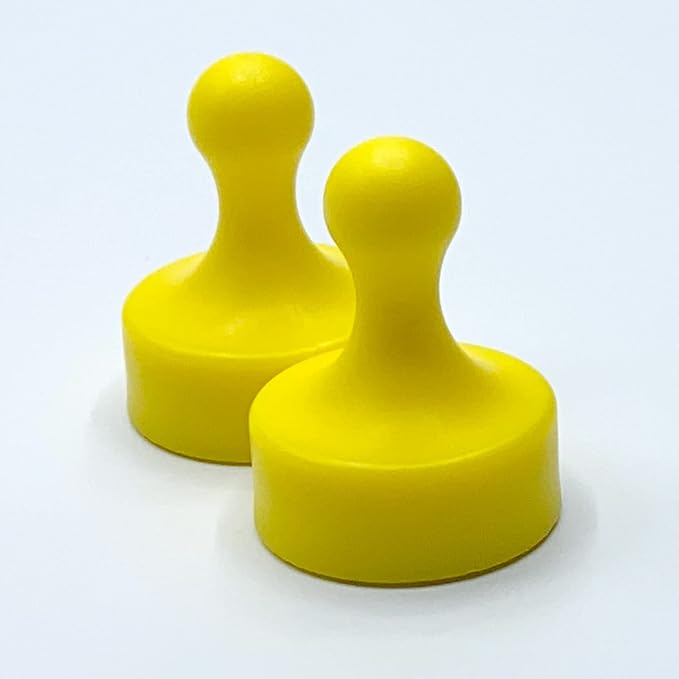 GLASSBOARD STUDIO Powerful Neodymium Magnets, Pawn-Shaped - Strong Fridge/Refrigerator and Whiteboard Magnet, Ideal for Office, Kitchen, Crafts - Rare Earth, Heavy Duty (2, Yellow)-DeskLoop Office