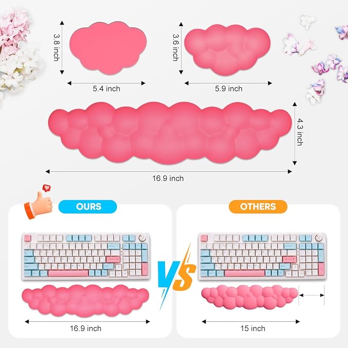 JIKIOU Upgrade Leather Cloud Keyboard Wrist Rest, Cloud Wrist Rest - Image 2