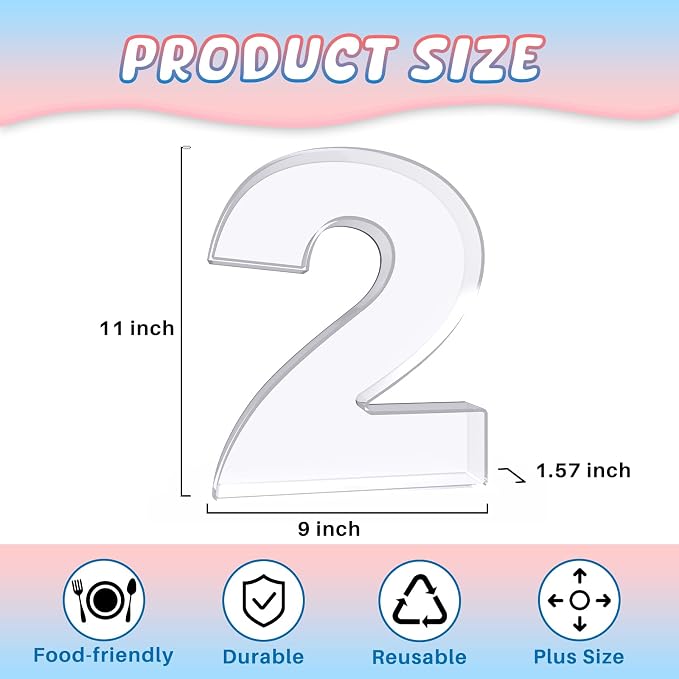 11" Acrylic Number Charcuterie Board Box, Reusable Fillable Number Cake Candy - Image 2