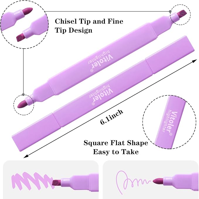 Vitoler 8pcs Aesthetic Highlighters, Chisel & Fine Tips Bible Highlighters | - Image 4