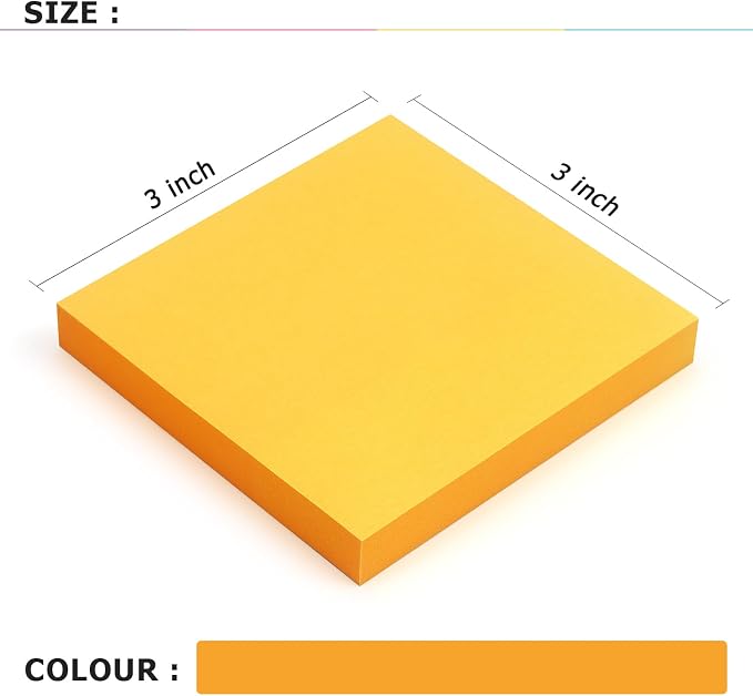 Sticky Notes 3x3 Self-Stick Notes Bright Colors Sticky Notes 4 Pads 100 - Image 3