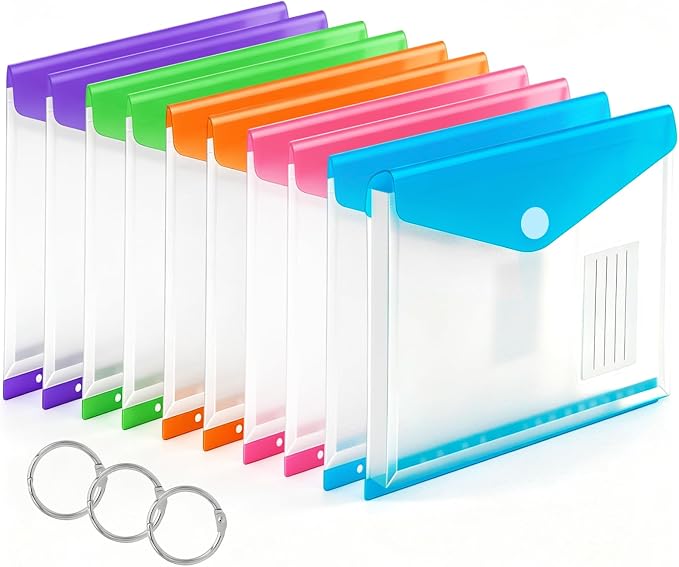10 Pack Binder Folders with Pockets 11 Holes Expandable Dividers by Surcotto