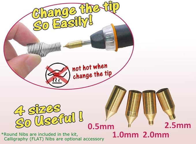 KINGTOOL Hot Foil Embossing Stamping Pen with 6 Rolls Hot Foil Papers, USB Powered (with 4 Nibs) (Black)