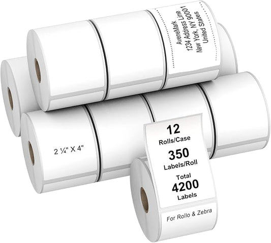 AveneMark 12 Rolls Direct Thermal Label 2.25" x 4" Shipping Labels by AveneMark