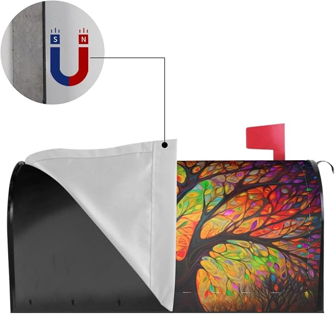 Tree of Life Welcome Magnetic Mailbox Cover, Colorful Forest Mailbox Wrap - Image 4