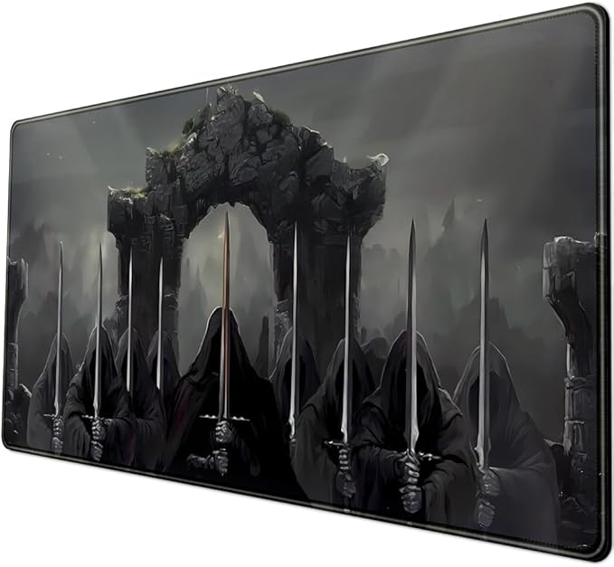 Knight Dark Grey Desk Pad Mat Anime Playmat Mouse Pad Gaming Large Mousepad for Desk Computer Pc Laptop Pad for Men, Equipped with Waterproof Storage Bag Non-Slip (31.5x15.7 in)-DeskLoop Office