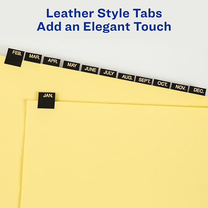 Avery Jan-Dec Dividers for 3 Ring Binders, 12 Tabs per Set, Pre-Printed Black - Image 2