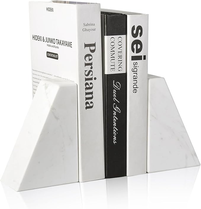 Karibiber Marble Bookends for Heavy Books, Decorative Book Ends for Shelves by Karibiber