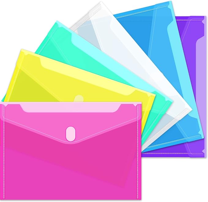 Sooez 6 Pack Plastic Envelopes File Folders, Plastic Folders by Sooez