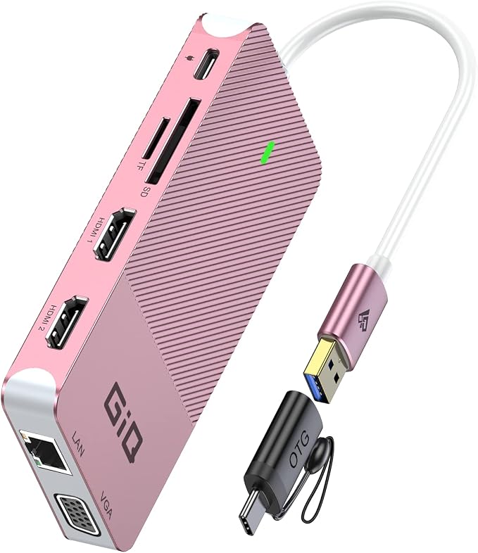 USB Docking Station GIQ USB C HUB USB 3.0 to Dual HDMI VGA Adapter Triple by GIQ