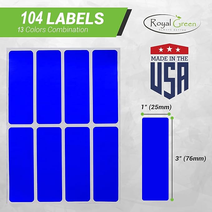 Royal Green Colored Label Sticker Rectangle in 13 Colors 1 x 3 inch writable - Image 2