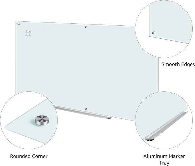 Amazon Basics Glass Dry-Erase Board, Magnetic Frameless Whiteboard, 96W" x 48H" - Image 2