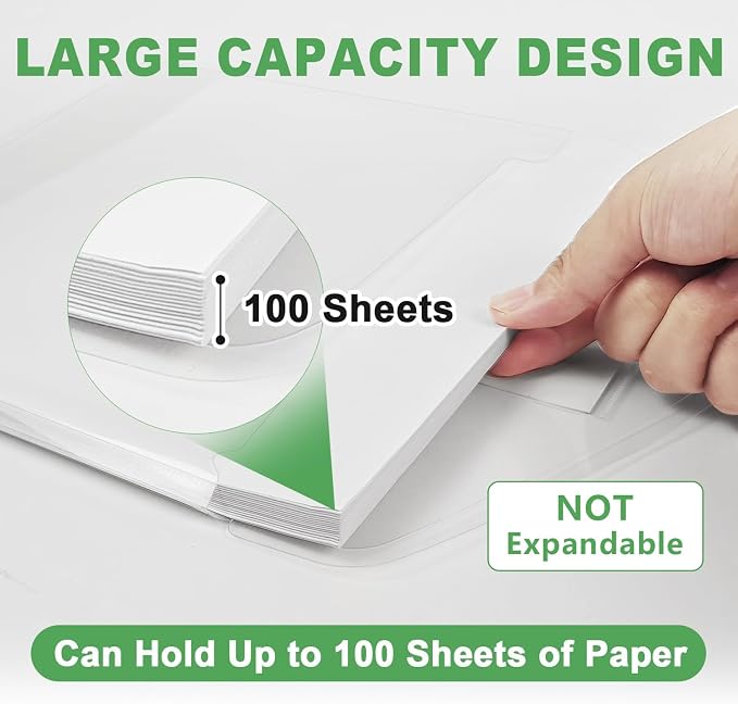 HOUYEE 32 Pack Clear Binder Pocket, 11 Holes Heavy-Duty Plastic Binder Pouch - Image 3