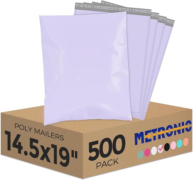 Metronic Poly Mailers 14.5x19 Large Poly Mailers 500 Pack Self-Seal Shipping by METRONIC