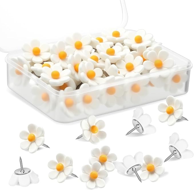 Sawysine 60 Pcs Cute Push Pins Decorative Push Pins Thumb Tacks Colorful Flower by Sawysine