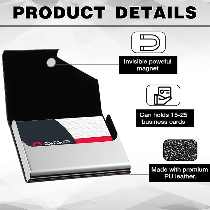 Yexiya 20 Pieces PU Leather Business Card Holder - Image 3