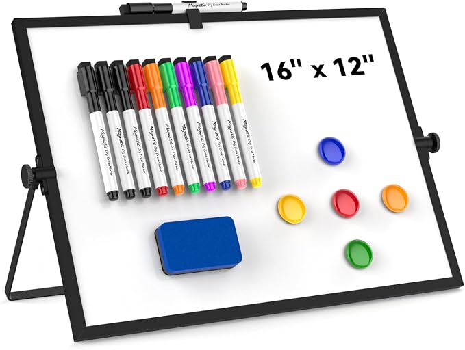 Dry Erase White Board, Cazeyoo Magnetic Desktop Whiteboard 16 x 12inch by Cazeyoo