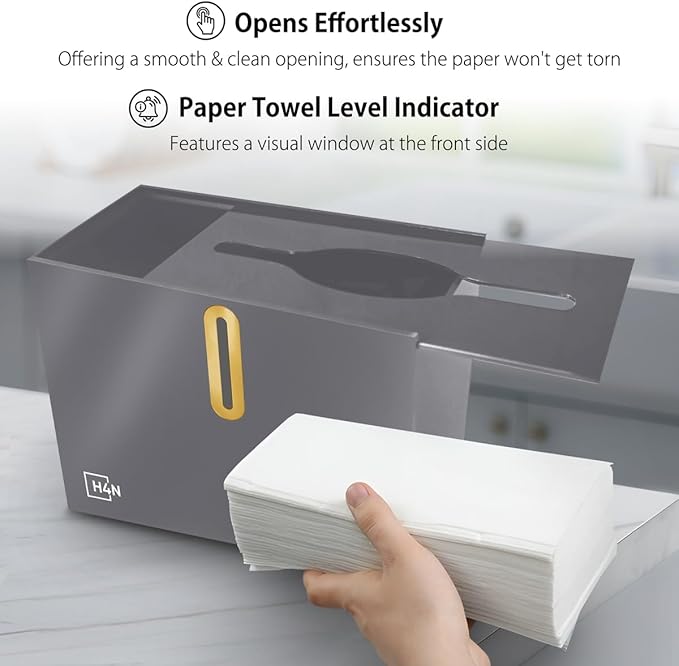 H4N Multifold Hand Paper Towel Dispenser Countertop, Compact Design, Single Sheet Dispensing for Home and Commercial Use, Gray-DeskLoop Office