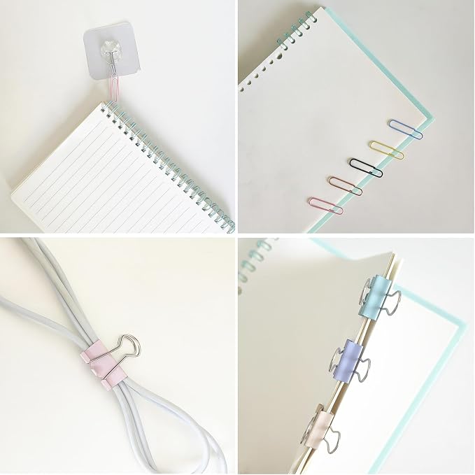 282 Pcs Colored Office Clips Set Binder Clips and Paper Clips Push Pin Colored - Image 7