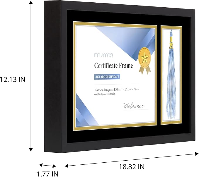 MELANNCO Diploma Frame with Tassel Holder, Horizontal or Vertical Wall Mount - Image 2
