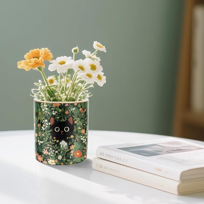 Black Cat Pen Holder for Desk Accessories, Durable Ceramic Pencil Organizer - Image 4