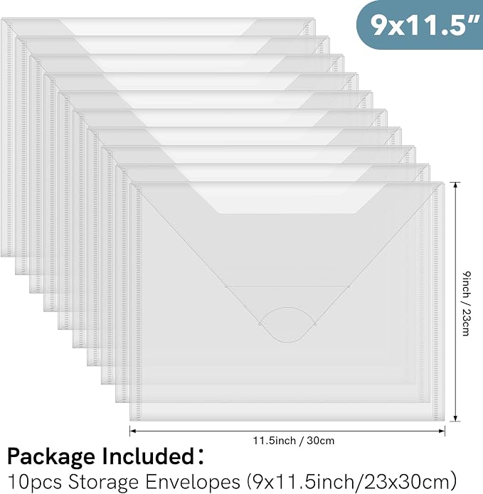 Briartw 10 Pack Large Storage Bag, 11.5"x9"Resealable Plastic Envelopes Pockets - Image 2