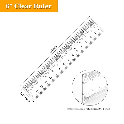 BAOFALI 5PCS 6 Inch Clear Acrylic Ruler - Image 2