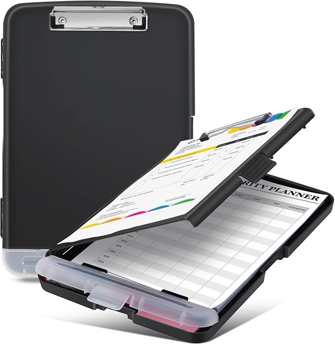 Sunnyclip Clipboard with Storage, Real Hinge Heavy Duty 8.5x11 Clipboards by Sunnyclip
