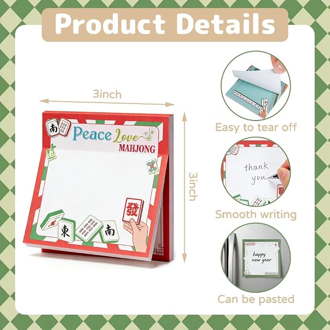 Lummitwit 20 Pcs 3x3 in Mahjong Sticky Notes Pads - Image 2