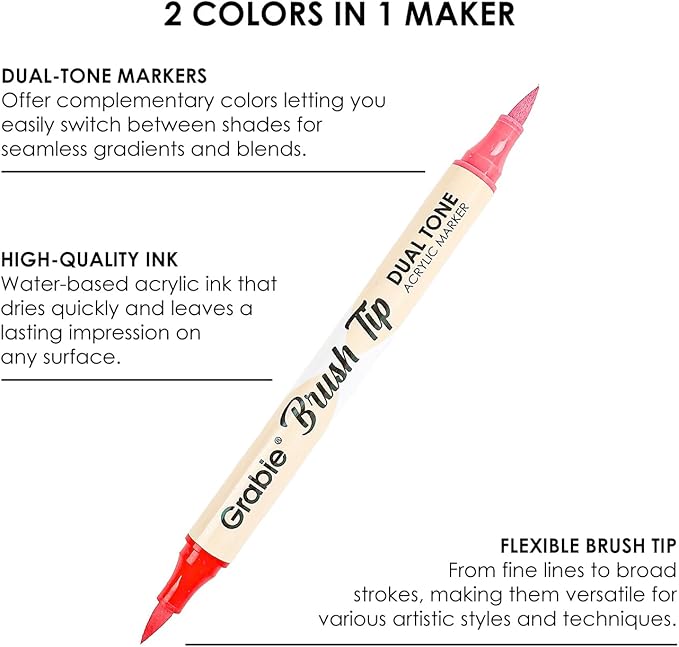 Grabie 72 Colors Acrylic Paint Markers, Soft Brush Tip Acrylic Markers Set, Paint Pens for Wood, Fabric, Canvas, Glass, Stone, Canvas, Rock Painting and DIY Crafts Art Supplies-DeskLoop Office