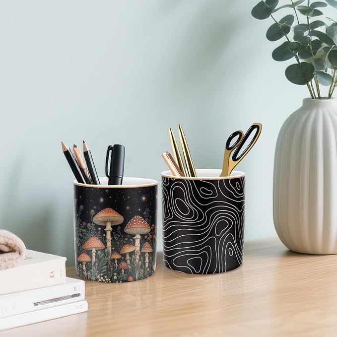Cute Pen Pencil Holder for Desk, Durable Ceramic Organizer Decor for Room - Image 7