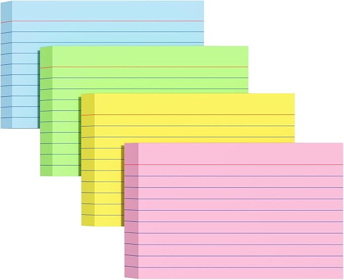 Index Cards 4x6, Colored Flash Cards, Lined Flashcards Notecards, Note Cards by Glyanlee