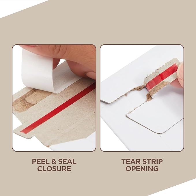 50 Pack 9.5 x 12.5 Inches Rigid Mailers – Self Adhesive White Cardboard - Image 4