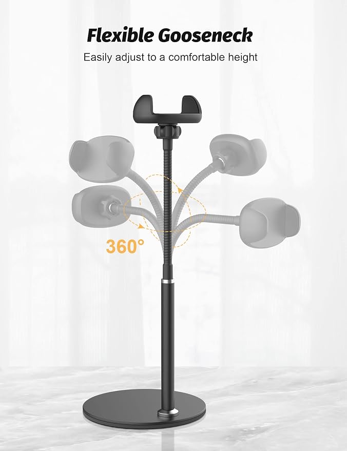 Cell Phone Stand, Adjustable Height & Angle Gooseneck Stand - Image 3