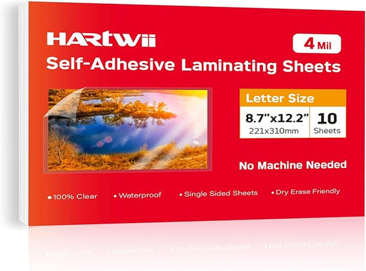 Self Adhesive Laminating Sheets,4Mil 8.5x11inches,10 Sheets Self Sealing Laminating Sheets, Self Adhesive Contact Paper,Clear Laminate Sheets for Stickers,No Machine Needed-DeskLoop Office