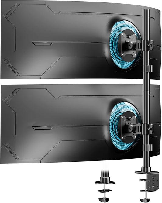 Dual Vertically Stacked Ultrawide Monitor Desk Mount 17-49 Inch - Extra Tall Heavy Duty Adjustable Monitor Arm for 2 monitores,Weight 2-20 kg per Arm,VESA 75/100 mm-DeskLoop Office