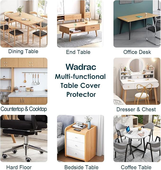 Wadrac Multisize Small PVC Clear Desk Cover Top Protector-12x22 inch Water - Image 9