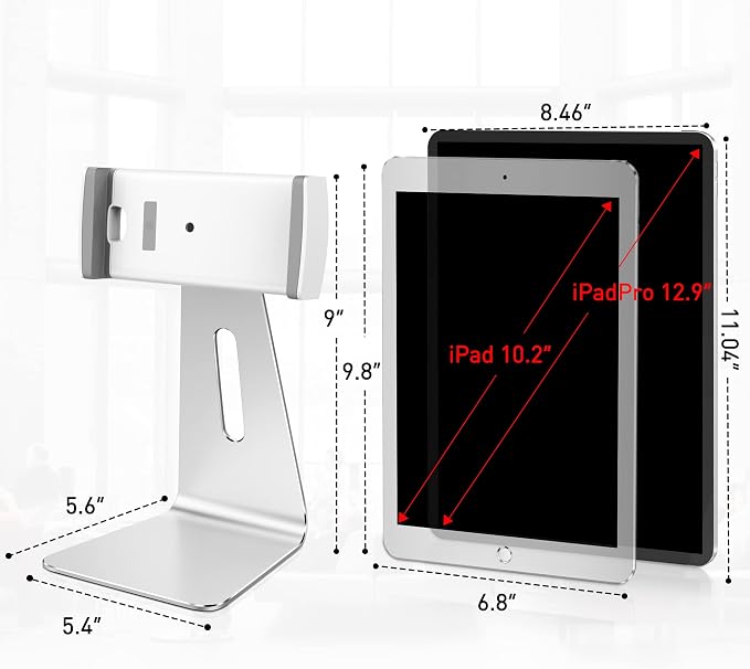 AboveTEK Elegant Tablet Stand, Aluminum iPad Stand Holder, Desktop Kiosk POS - Image 4