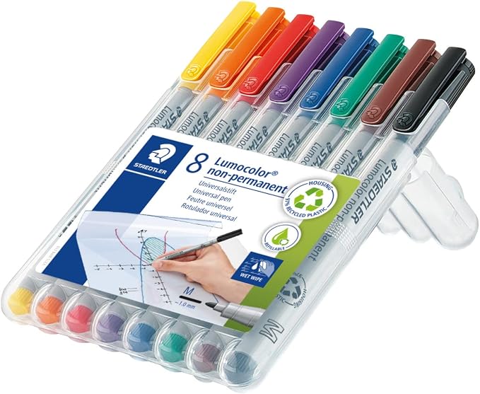 Staedtler Lumograph Non-Permanent Wet Erase Marker Pens, Medium Tip Refillable - Image 2