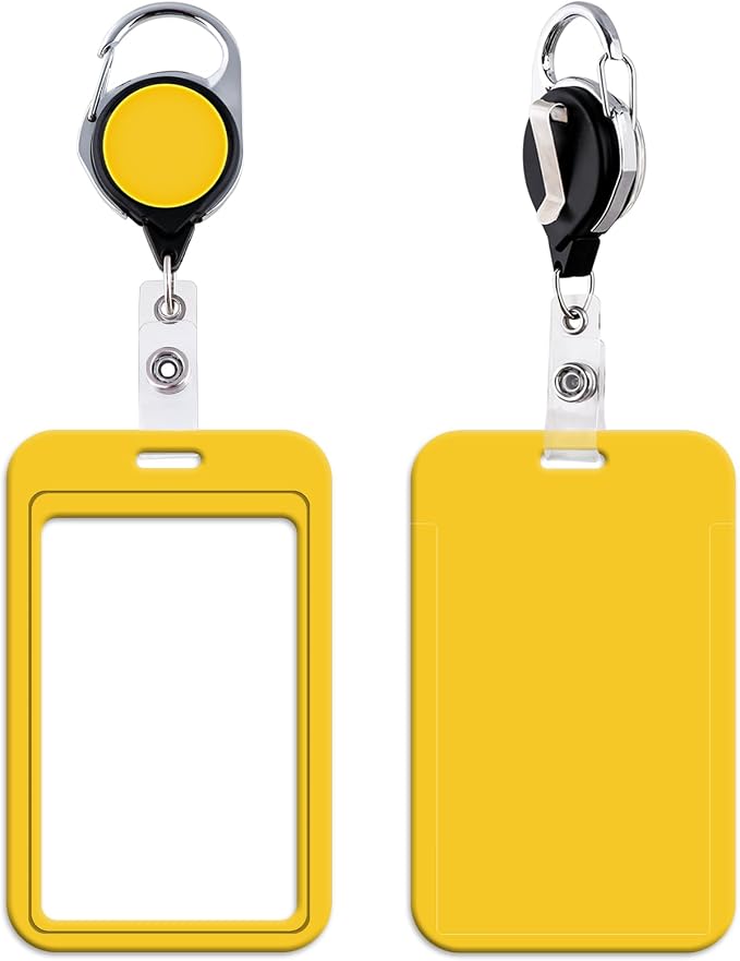 Cute Yellow ID Badge Holder Plain Heavy Duty Keychain Retractable Badge Reel ID by beemorita