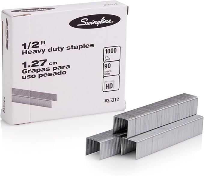 Rexel Swingline Staples, Heavy Duty, 1/2" Length, 90 Sheet Capacity, 1 Pack by Swingline