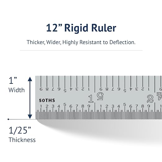 PEC Tools 12"/300mm Rigid Metal Ruler, High-Quality Machinist Ruler, Satin - Image 7
