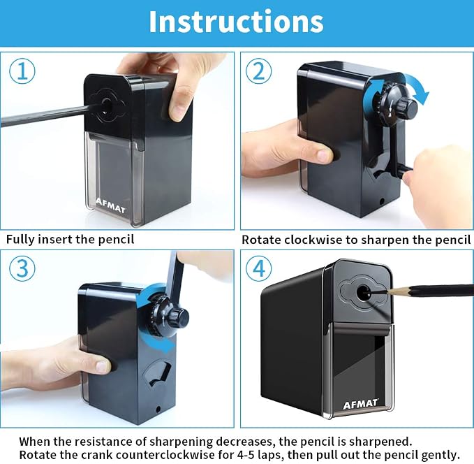 AFMAT Long Point Pencil Sharpener, 8-20mm Long Pencil Nibs, Self-Feed & - Image 6