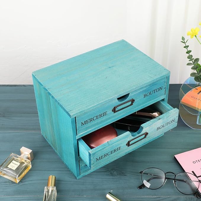 Wooden Storage Box Rustic Desktop Organizer - Image 5