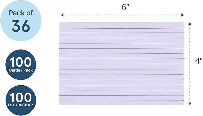 Roaring Spring Recycled Index Cards, 36 Packs of 100 Note Cards, Lined & Blank - Image 3