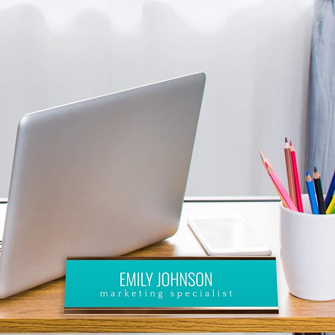 Personalized Turquoise Desk Plate / 2" x 8" Custom Teal Desk Sign/Chic Name - Image 4