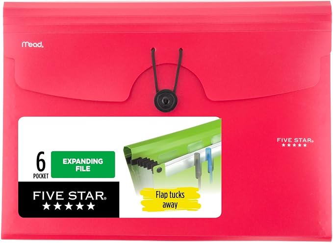 Five Star Expanding File Organizer, 6-Pocket Accordian File Organizer, Bungee by FiveStar