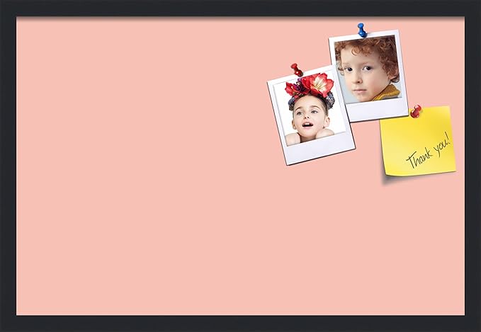 PinPix 27x18 Inch Cork Bulletin Board. This Decorative Framed Pin Board Comes with Pink Pastel Design and a Satin Black Frame. Ideal for Home Office Decor or Message Board (PinPix-1813)-DeskLoop Office